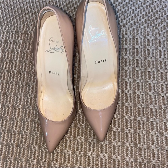CHRISTIAN LOUBOUTIN || authentic tan patent leather Pigalle heels size 37 USA 7 - Picture 4 of 11